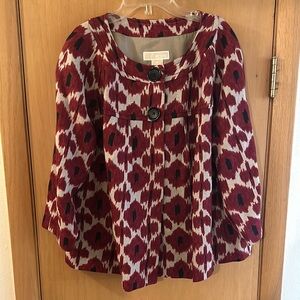 Michael Michael Kors Women’s Blazer Cape Swing Jacket Linen Red Plus Size 1X